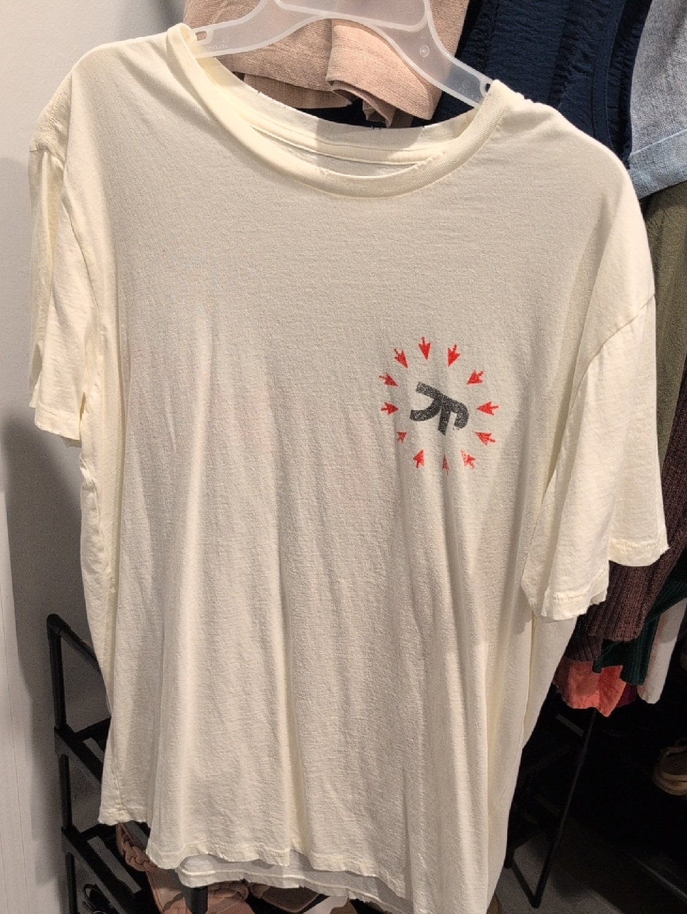 JPEGMAFIA Cream Short-Sleeve Tee with Red Accent Logo